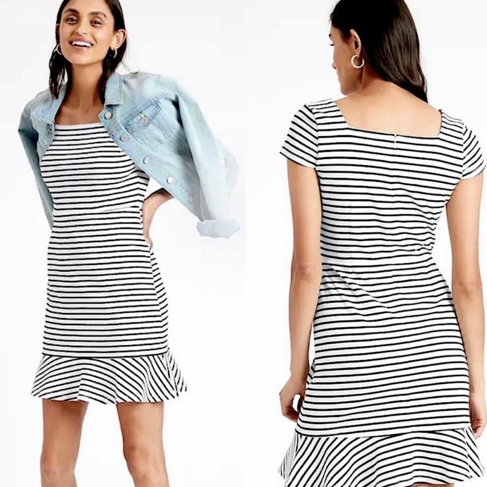 Banana Republic Black and White Striped Mini Dress